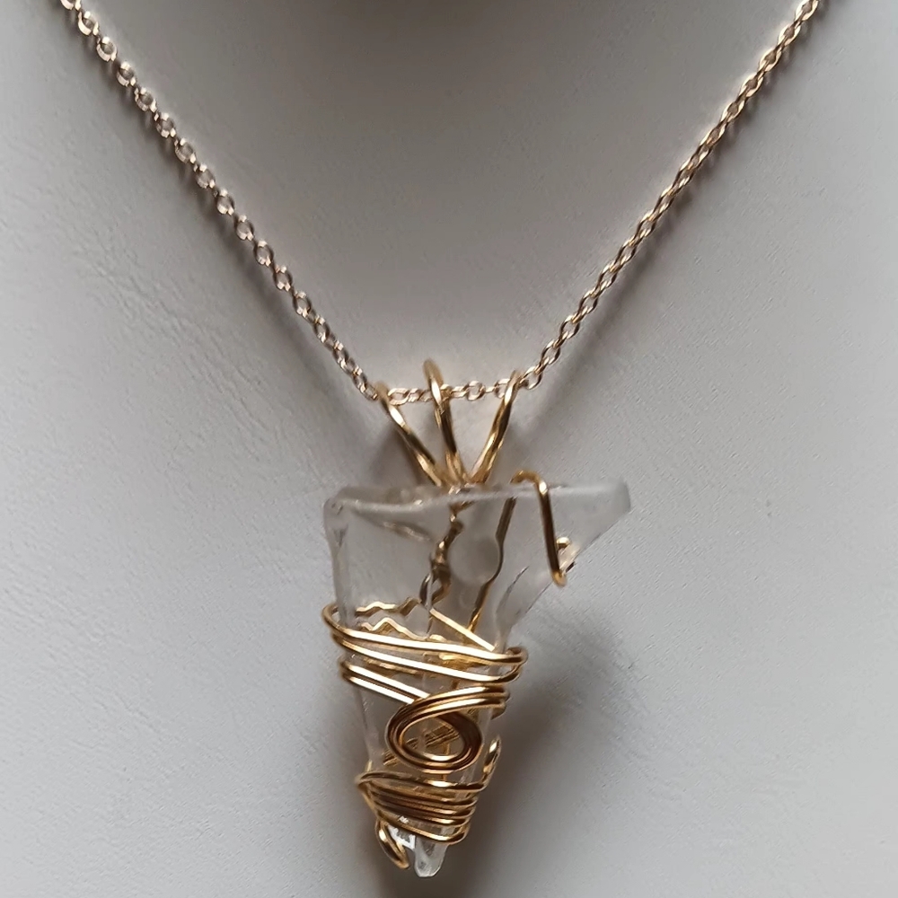 Gold Wire Wrapped Crystal Necklace